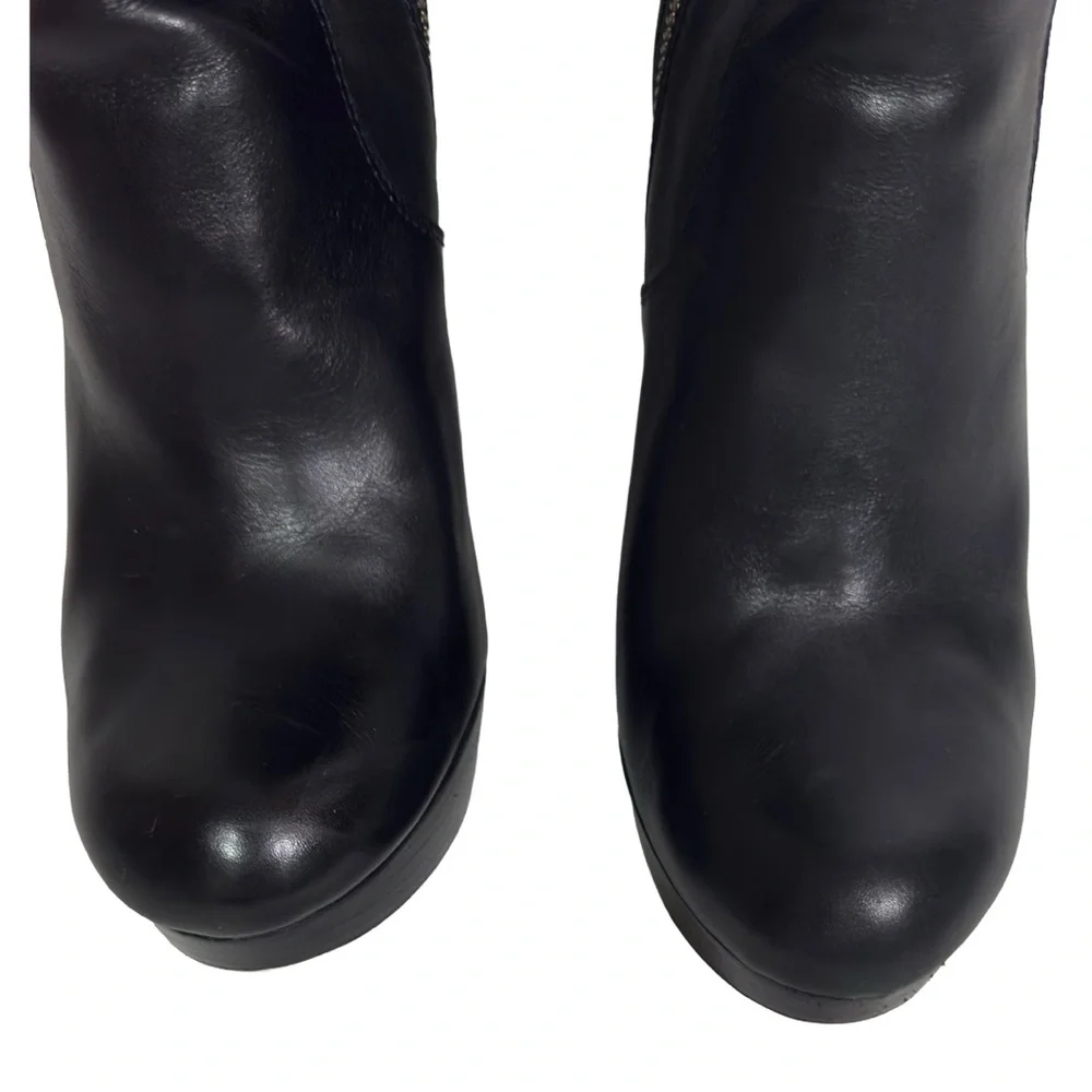 Michael Kors Lesly Black Leather Platform Boots 9 - Picture 6 of 12